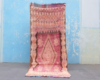 Berber Runner Rug, handmade Moroccan rug, Red and Brown runner, Sheep Wool rug, Vintage Morocco runner, Entryway rug, Stairs rug