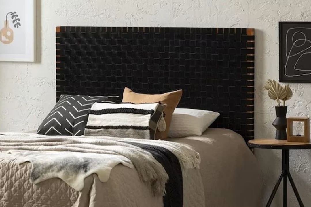 Leather Headboard, Woven Leather Strap Headboard, Naturally Stunning