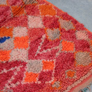 Red rug, Vintage Berber Moroccan Rug, Handwoven Red Boujaad Rug, Vintage Boujaad Rug, red moroccan rugs for bedroom & living room 8x2 image 4