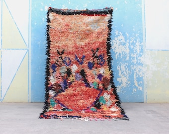 Flauschiger Berber Teppich, Bunter Marokkanischer Teppich, Boujaad Teppich, Authentischer Wollteppich