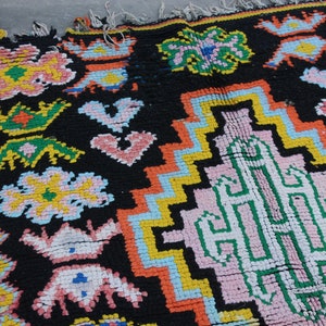 Black Moroccan Runner, Moroccan Wool Rug, Colorful Floor Rug, Boujaad Rug, Moroccan Rug, Solid Rug, 4x9 Moroccan Rug image 5