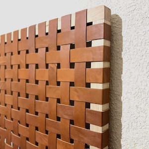 Handwoven Leather Strap Headboard, HandWoven Leather Strap Headboard, Natural Headboard, Wall Hanging Headboard