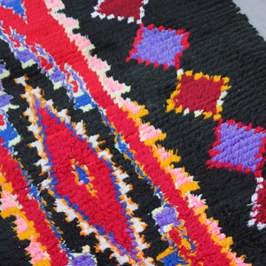 Schwarzer Teppich Marokkanischer bunter Teppich, marokkanischer schwarzer Läufer, handgefertigter Teppich, schwarzes Design und lebendige Farben, perfekter Akzent für jeden Raum Bild 4