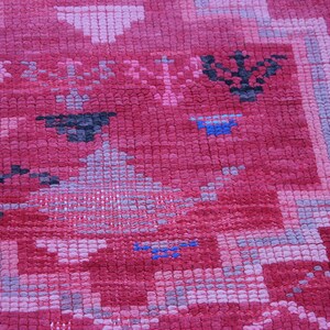 Handcrafted Runner Rug with Character Drawings of Moroccan Culture, Vintage Red Berber Moroccan Rug , Hallway Rug Runner image 10