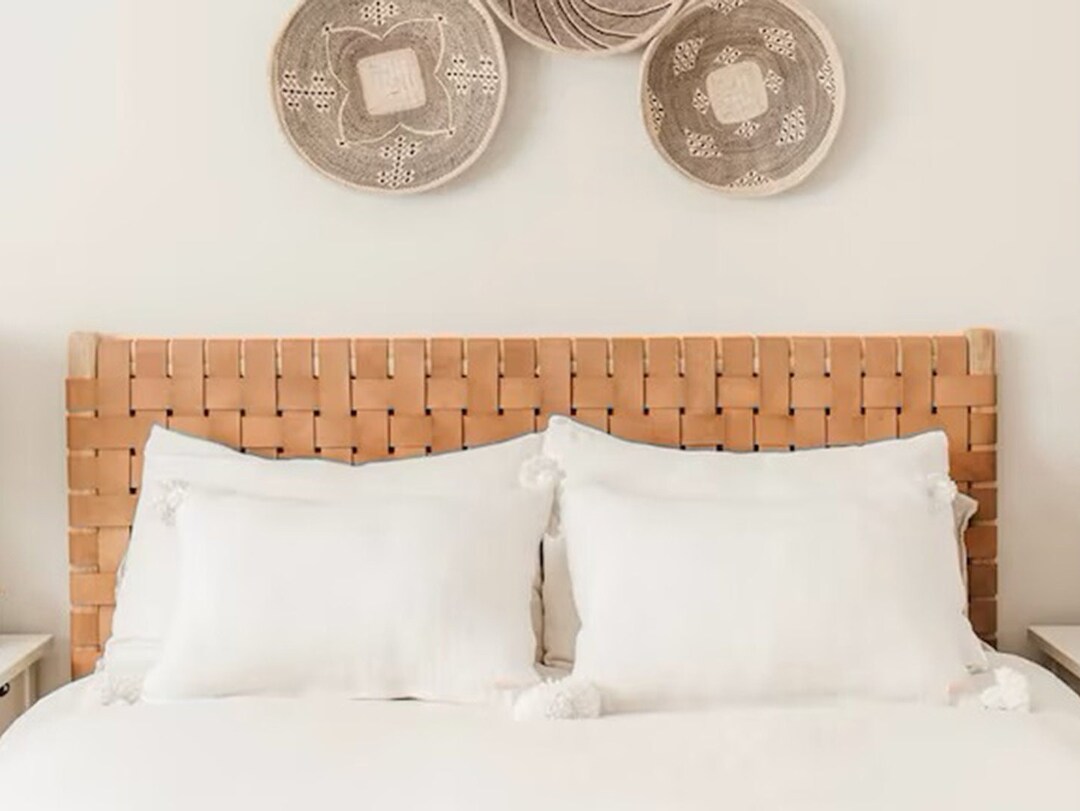 Woven Leather Strap Headboard, Naturally Stunning Headboard, Wall