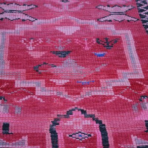 Handcrafted Runner Rug with Character Drawings of Moroccan Culture, Vintage Red Berber Moroccan Rug , Hallway Rug Runner image 3