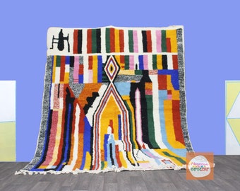 Moroccan Rug, Customized Multicolor Rug - Teppich Wool Rug - Handmade Beni Ourain