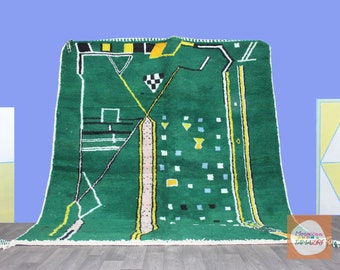 Moroccan Boujaad Rug - Custom Moroccan Rug - Green Rug - Handmade Rug