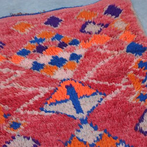 Red rug, Vintage Berber Moroccan Rug, Handwoven Red Boujaad Rug, Vintage Boujaad Rug, red moroccan rugs for bedroom & living room 8x2 image 6