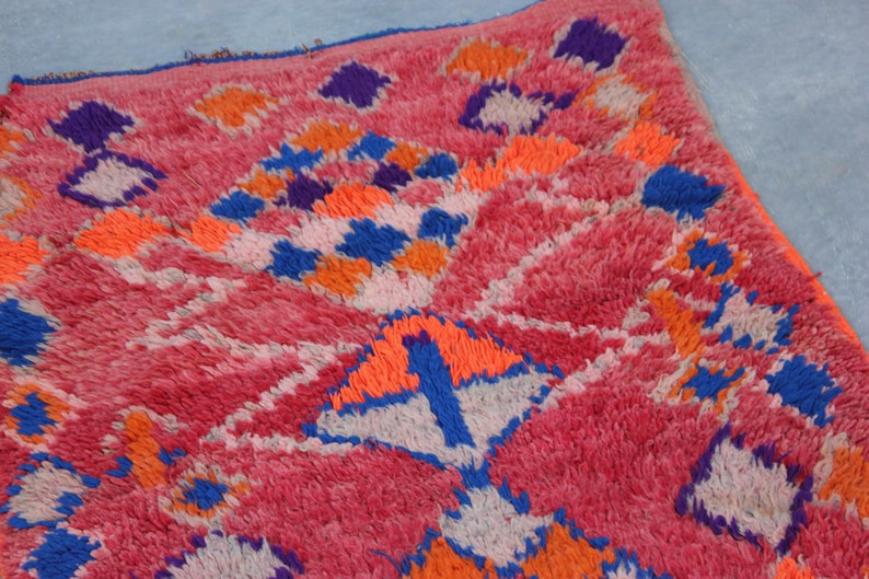 Red rug, Vintage Berber Moroccan Rug, Handwoven Red Boujaad Rug, Vintage Boujaad Rug, red moroccan rugs for bedroom & living room 8x2 image 6