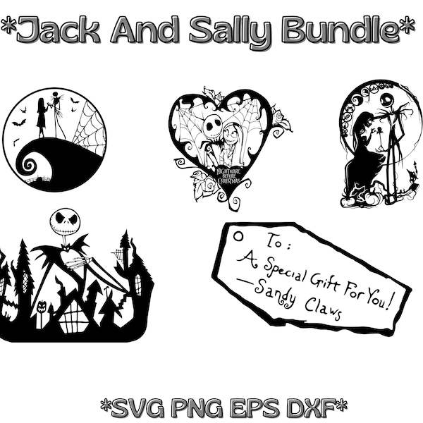 Jack and Sally Svg Bundle- Jack Skellington Svg- Sally Svg- Nightmare Before Christmas Svg Bundle- Instant Download