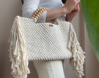 Macrame Large Bag, Macrame Luxury Bag, Bohemian Bag, Gift for her, Birthday Gift, Crochet Bag, Anniversary Gift
