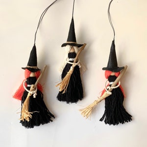 Handmade Witch, Hanging Decoration with Witches Broomstick, Valentine's Day Gift, Gift for kids