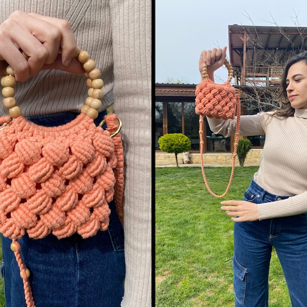 Bolso Boho Macrame, Bolso Macrame de lujo, Hombro Macrame, Monedero Macrame, Regalo para ella, Día de la Madre