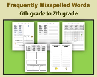 Frequently Misspelled Words, Middle School, Workbook, Homeschool Printable, 6th grade, 7th grade, 8th grade, Digital Download, PDF