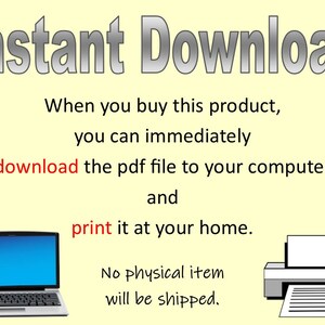 K&ouml;nnte beinhalten: Bild zur F&ouml;rderung eines Sofort-Downloads. Der Text lautet "Sofort-Download" und erkl&auml;rt, dass die PDF-Datei heruntergeladen und zu Hause ausgedruckt werden kann. Ein Laptop und ein Drucker sind abgebildet. Es wird kein physischer Artikel versandt.