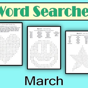 以下が含まれることがあります： 3月の祝日に使える、印刷可能な単語検索パズル3つ。最初のパズルは「ペットが感謝祭を持っていたら」、2番目は「古い物の日」、3番目は「2の日のためのものです。
