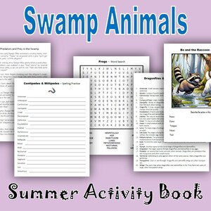 Swamp Animals  - Summer Activity Book, Digital Download, Summer, End of Year, Elementary Workbook