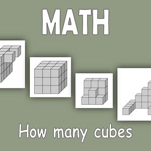 HOW MANY CUBES - Math Worksheets, Geometry, Homeschool, Daycare Learning, After School Program, Instant Digital Download, Workbook