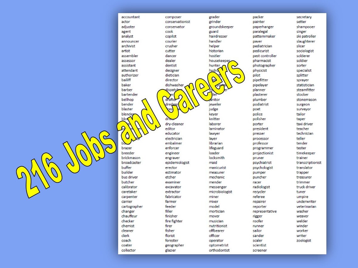 American Sign Language JOBS and CAREERS Worksheets Digital Etsy