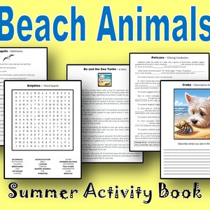 Beach Animals - Summer Activity Book, Digital Download, Summer, End of Year, Elementary Workbook