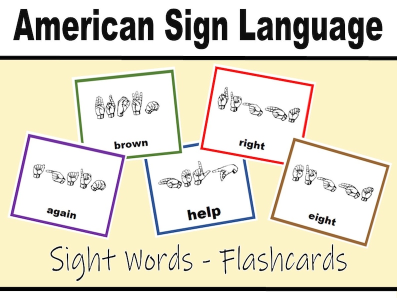 Sight Words - FLASHCARDS, American Sign Language, Digital Download ...