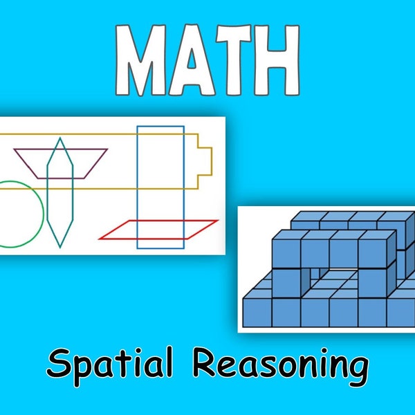 Spatial Reasoning Worksheets, 80 Printables, Geometry, Shapes, Brain Teasers, Instant Digital Download, Math Workbook