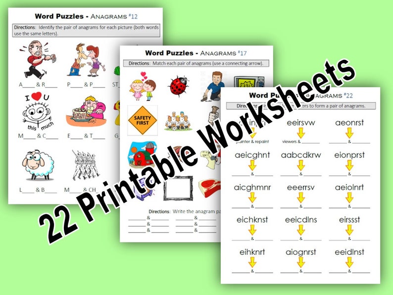 Word Puzzles - ANAGRAMS, Instant Digital Download, Worksheets, Back to ...