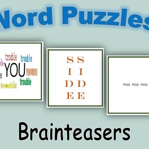 Könnte beinhalten: Drei Wortpuzzle-Karten mit grünen Rändern. Die erste Karte hat das Wort "YOU" in der Mitte, umgeben vom Wort "trouble" in verschiedenen Farben. Die zweite Karte hat die Buchstaben "SS", "II", "DD" und "EE" vertikal angeordnet. Die dritte Karte hat das Wort "PIGS" dreimal wiederholt.