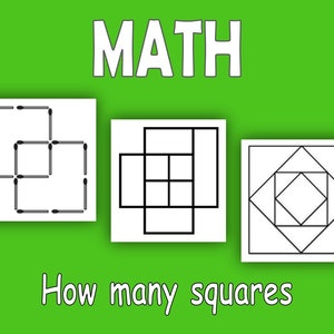 HOW MANY SQUARES - Math Worksheets, Geometry, Homeschool, Daycare Learning, After School Program, Instant Digital Download, Workbook