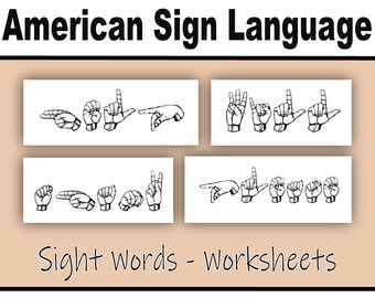 Sight Words - WORKSHEETS, American Sign Language, Digital Download, Educational Materials, Homeschool Printable, PDF, Print at home