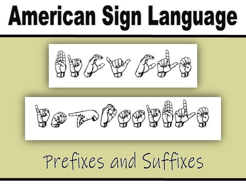 American Sign Language PREFIXES and SUFFIXES Worksheets Etsy