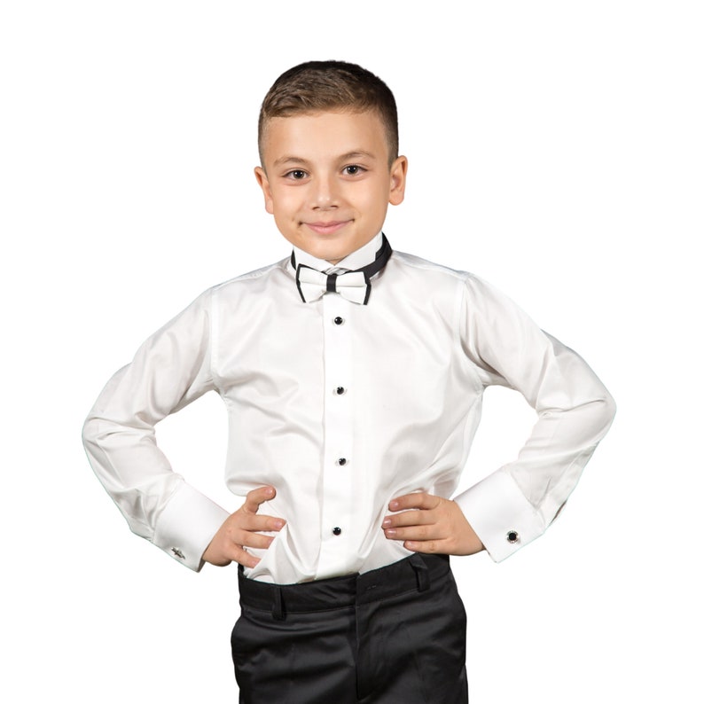 Boys Wing Collar Long Sleeve Tuxedo Shirt Wedding Baptism Etsy
