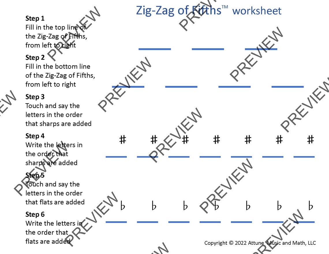 Zigzag of Fifths 2 Posters Student Worksheet & Answer Key Etsy