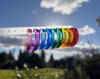 Lightweight Colorful Transparent Acrylic Hoop Earrings. Available in 3 sizes, stainless steel posts, hypoallergenic.