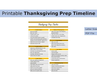 Printable Thanksgiving-Vorbereitungs-Zeitleiste | Thanksgiving-Vorbereitungs-Zeitleiste | Arbeitsblatt zum Ausdrucken zu Hause, Arbeitsblatt, Thanksgiving, Checkliste