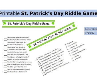 Printable St. Patrick’s Day Riddle Game | Riddle Game | US letter size print at home game, activity, seasonal