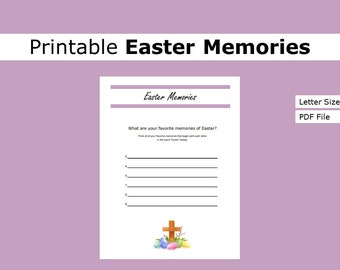 Printable Easter Memories | Activity | US letter size print at home journal, activity, seasonal