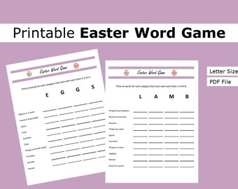 Printable Easter Word Game| Easter Game | US letter size print at home party, game, activity, seasonal