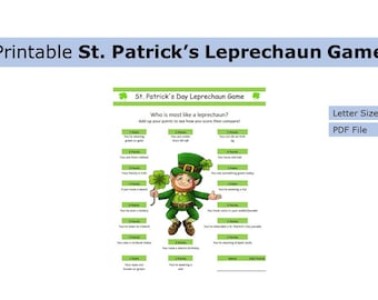 Printable St. Patrick’s Day Leprechaun Game | Game | US letter size print at home game, activity, seasonal