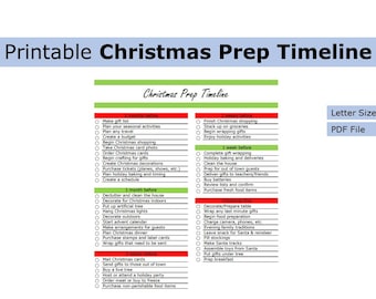 Printable Christmas Prep Timeline | Christmas Prep Timeline | US letter size print at home worksheet, Christmas, checklist, organized