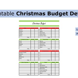 Printable Christmas Budget - Detailed | Christmas Budget | US letter size print at home worksheet, Christmas, gift giving, budget, planning