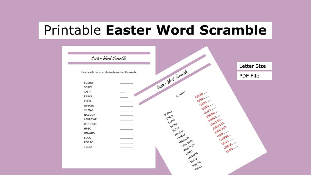 Printable Easter Word Scramble| Word Scramble | US Letter Size Print at ...