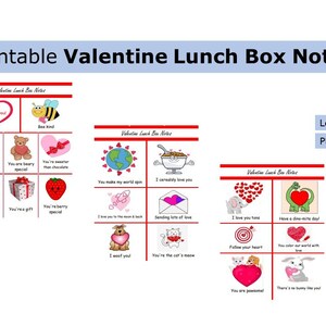 Printable Valentine Lunch Box Notes | Lunch Box Notes | US letter size print at home worksheet, lunch, kids, Valentine’s