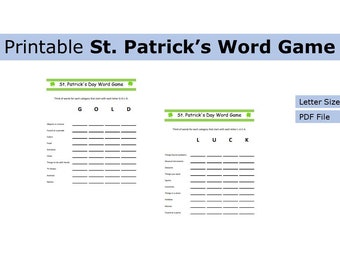 Printable St. Patrick’s Day Word Game | Word Game | US letter size print at home game, activity, seasonal