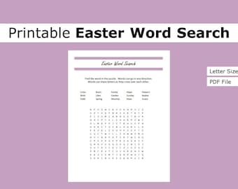 Printable Easter Word Search| Party Game | US letter size print at home game, activity, seasonal