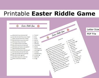Printable Easter Riddle Game| Riddle Game | US letter size print at home party, game, activity, seasonal