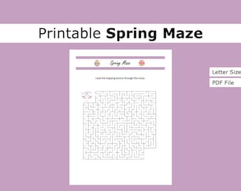 Printable Spring Maze| Party Game | US letter size print at home game, activity, seasonal