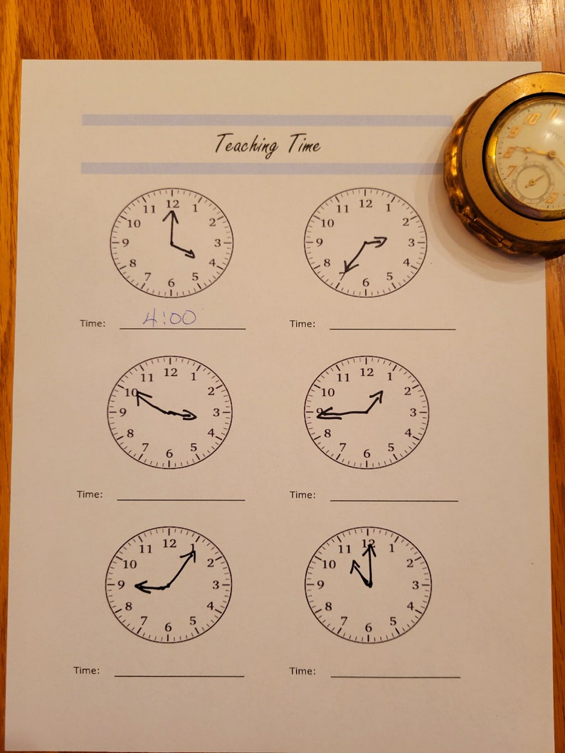 Printable Teaching Time Worksheet Teaching Time US Letter Size Print at