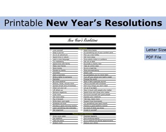 Printable New Year’s Resolutions | New Year’s Resolutions | US letter size print at home worksheet, New Year’s, ideas